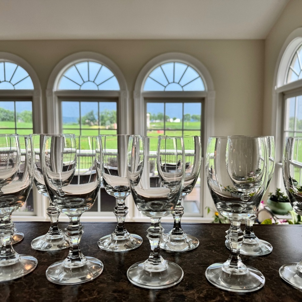 Set of 11 Vintage Belfor Xenia Crystal Wine Glasses, Water Goblet, 7"